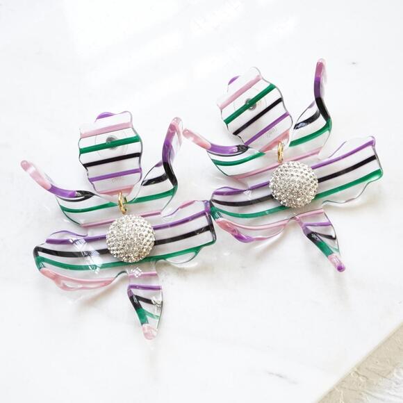 Lele Sadoughi Crystal Lily Earrings Lilac Sunset - Picture 1 of 4